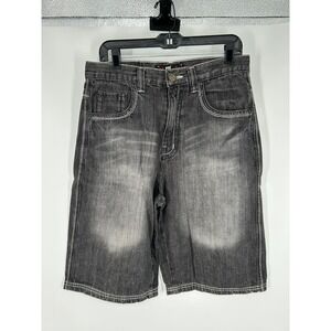 Red BBQ Embroidered Eagle Wings Graphic Jorts Y2K Grunge JNCO Style Baggy Sz 32